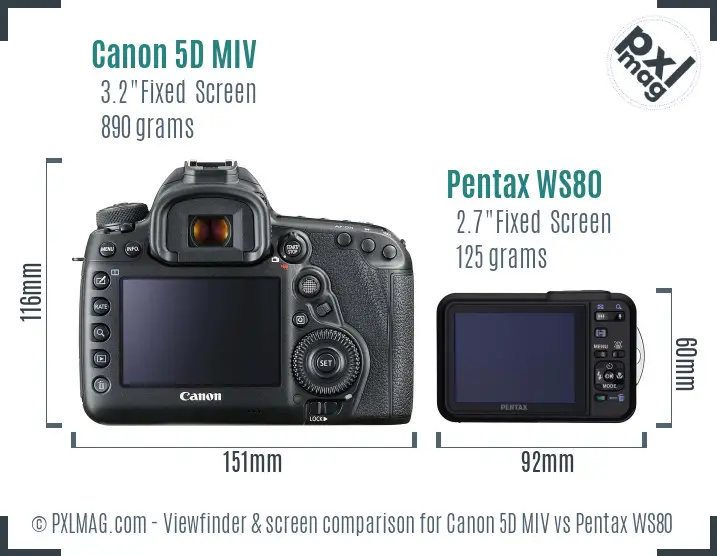 Canon 5D MIV vs Pentax WS80 Screen and Viewfinder comparison