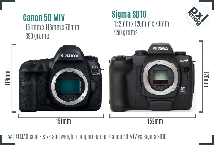 Canon 5D MIV vs Sigma SD10 size comparison
