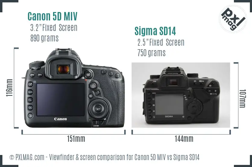 Canon 5D MIV vs Sigma SD14 Screen and Viewfinder comparison