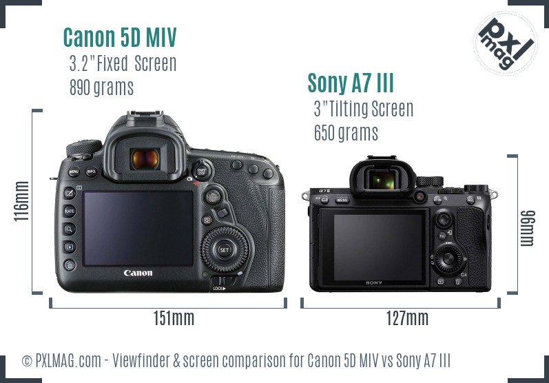 Canon 5D MIV vs Sony A7 III Screen and Viewfinder comparison