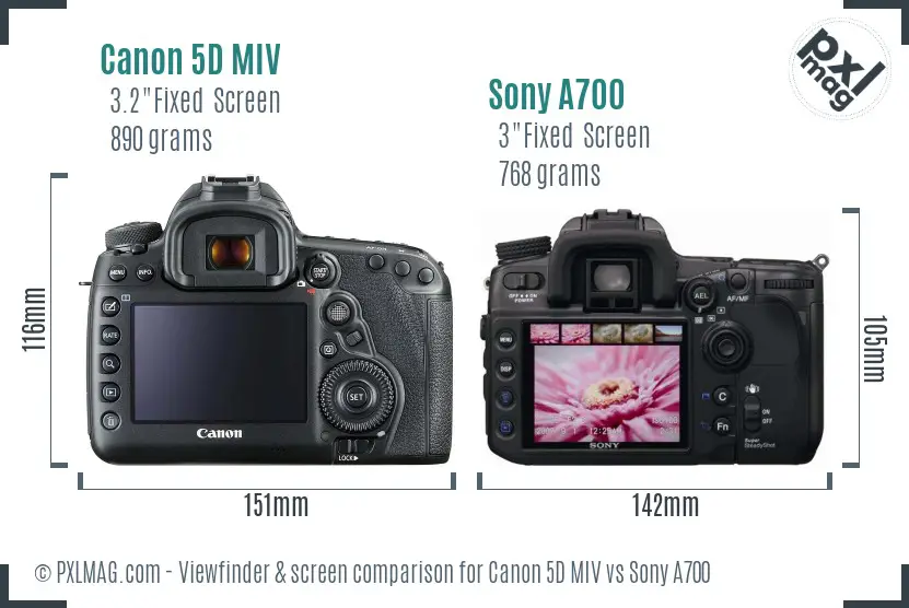 Canon 5D MIV vs Sony A700 Screen and Viewfinder comparison