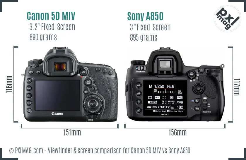 Canon 5D MIV vs Sony A850 Screen and Viewfinder comparison