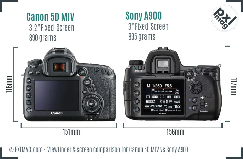 Canon 5D MIV vs Sony A900 Screen and Viewfinder comparison