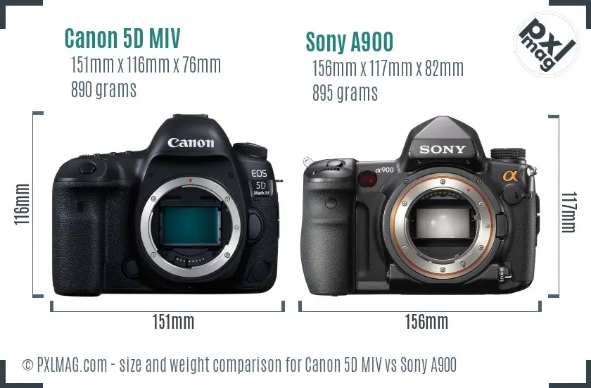 Canon 5D MIV vs Sony A900 size comparison