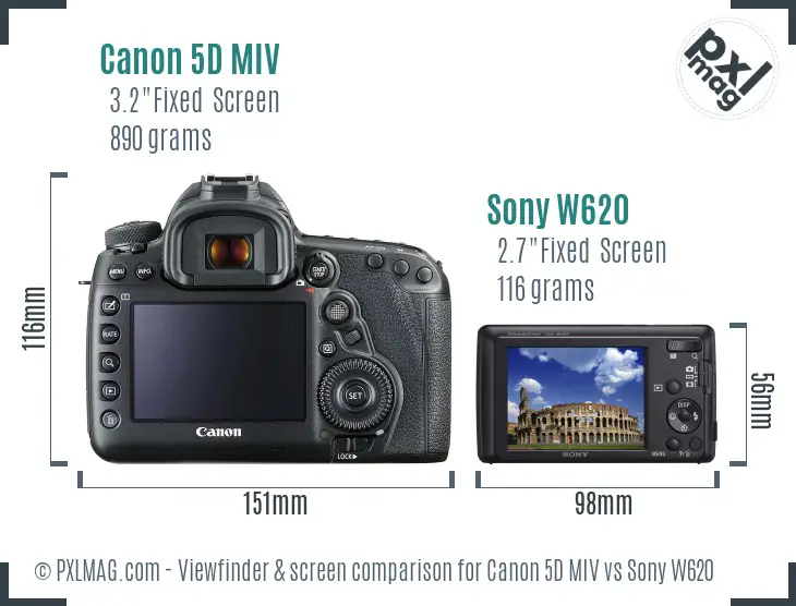 Canon 5D MIV vs Sony W620 Screen and Viewfinder comparison