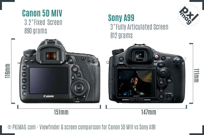 Canon 5D MIV vs Sony A99 Screen and Viewfinder comparison