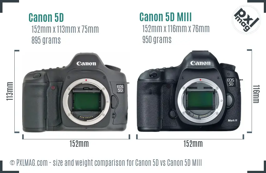 Canon 5D vs Canon 5D MIII size comparison