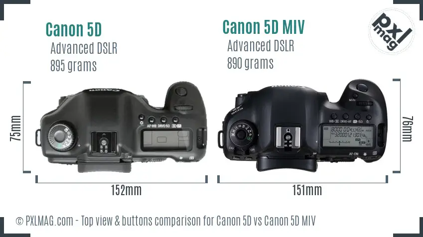 Canon 5D vs Canon 5D MIV top view buttons comparison