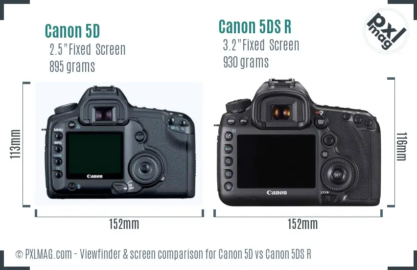 Canon 5D vs Canon 5DS R Screen and Viewfinder comparison