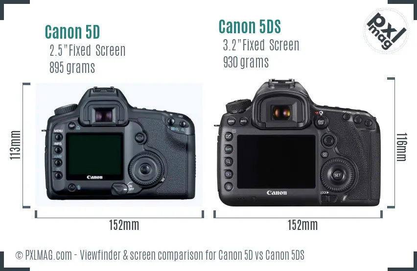Canon 5D vs Canon 5DS Screen and Viewfinder comparison
