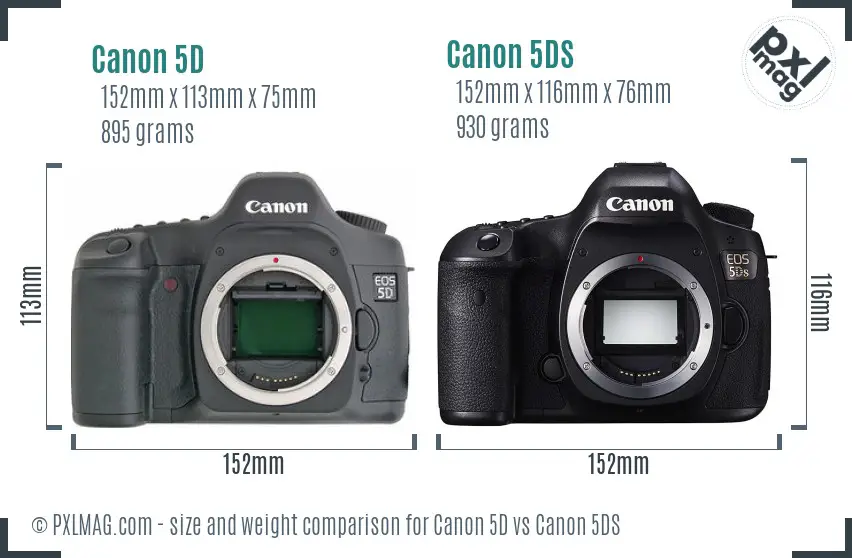 Canon 5D vs Canon 5DS size comparison