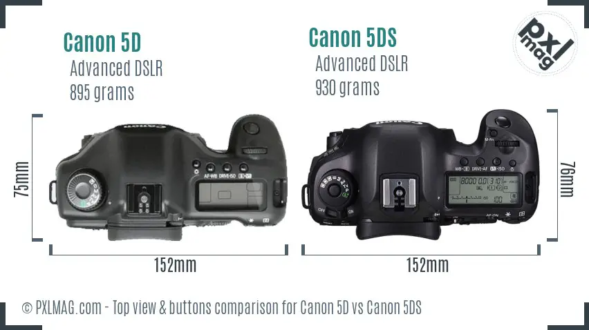 Canon 5D vs Canon 5DS top view buttons comparison