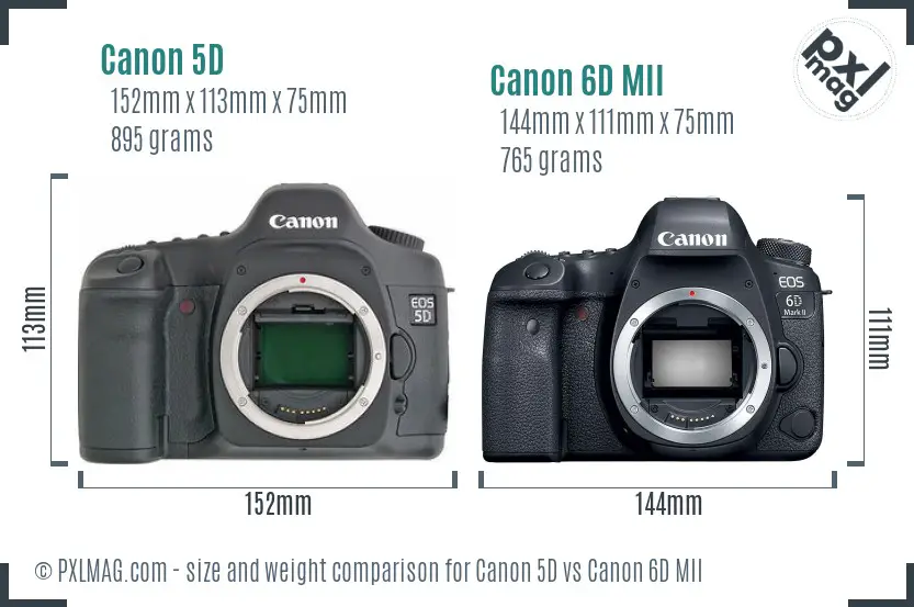 Canon 5D vs Canon 6D MII size comparison