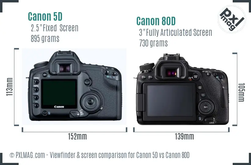 Canon 5D vs Canon 80D Screen and Viewfinder comparison
