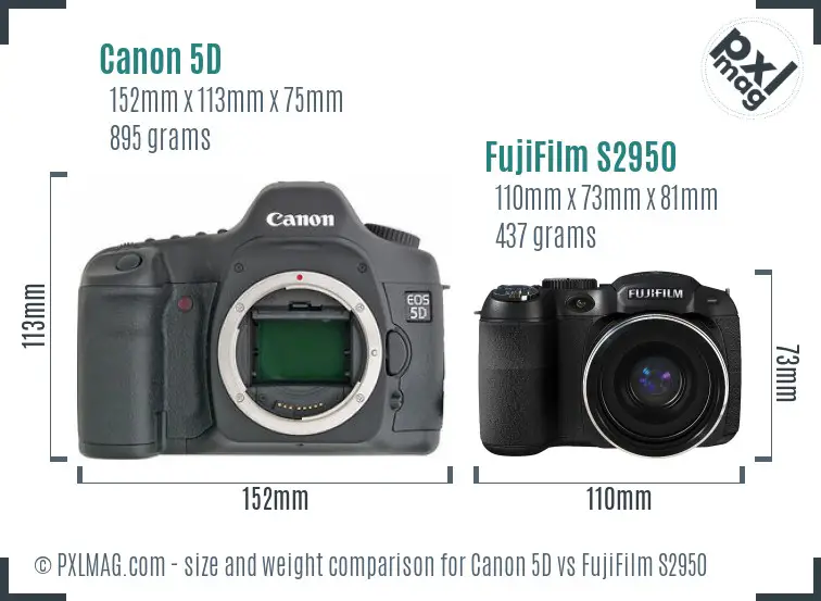 Canon 5D vs FujiFilm S2950 size comparison