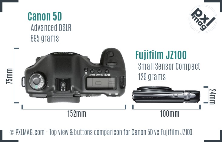 Canon 5D vs Fujifilm JZ100 top view buttons comparison