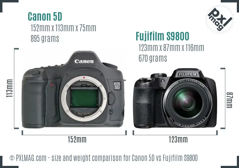 Canon 5D vs Fujifilm S9800 size comparison