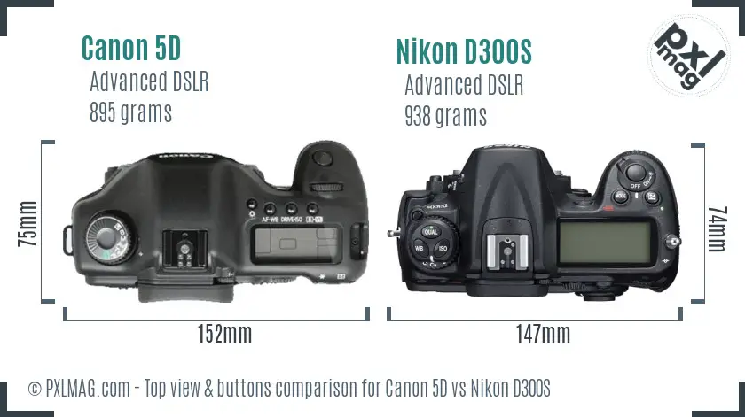 Canon 5D vs Nikon D300S top view buttons comparison