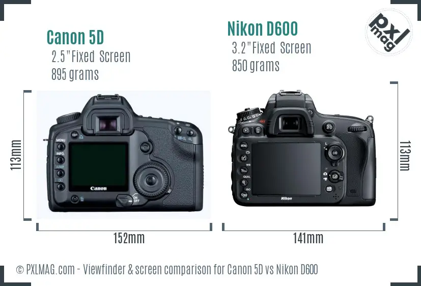 Canon 5D vs Nikon D600 Screen and Viewfinder comparison Canon 5D vs Nikon D600 Screen and Viewfinder comparison