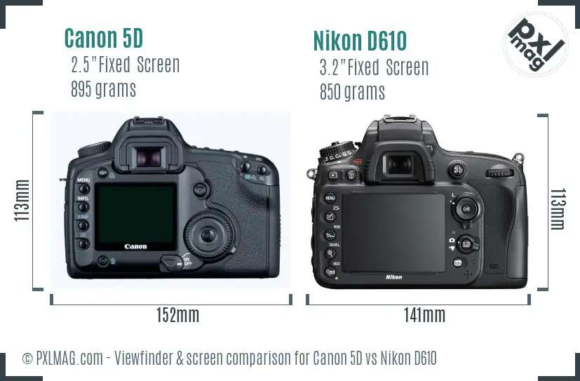 Canon 5D vs Nikon D610 Screen and Viewfinder comparison