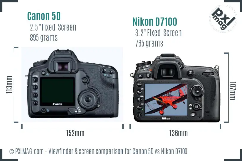 Canon 5D vs Nikon D7100 Screen and Viewfinder comparison