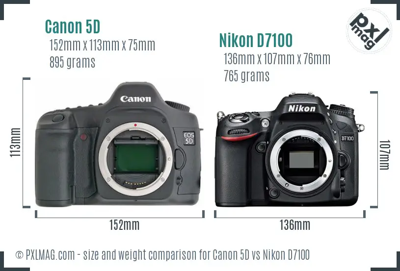 Canon 5D vs Nikon D7100 size comparison