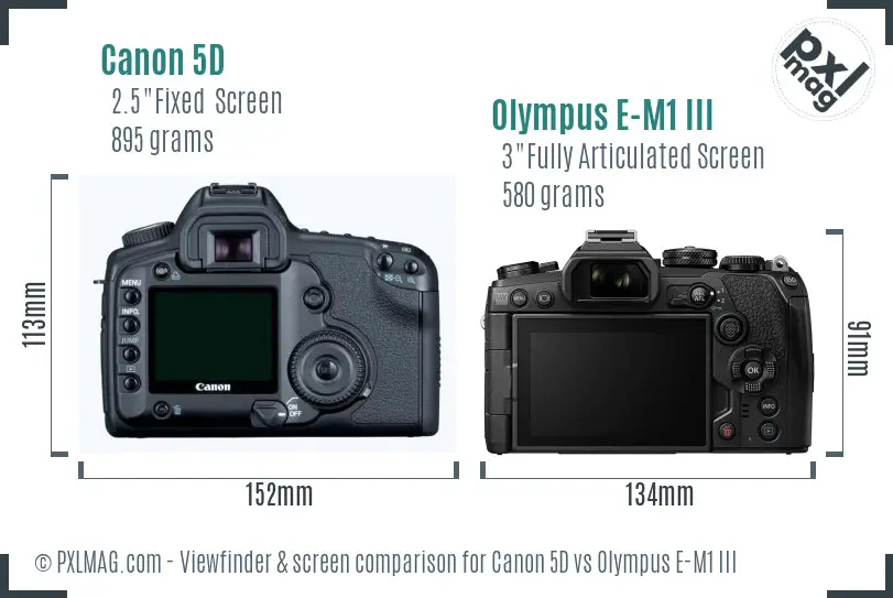 Canon 5D vs Olympus E-M1 III Screen and Viewfinder comparison Canon 5D vs Olympus E-M1 III Screen and Viewfinder comparison