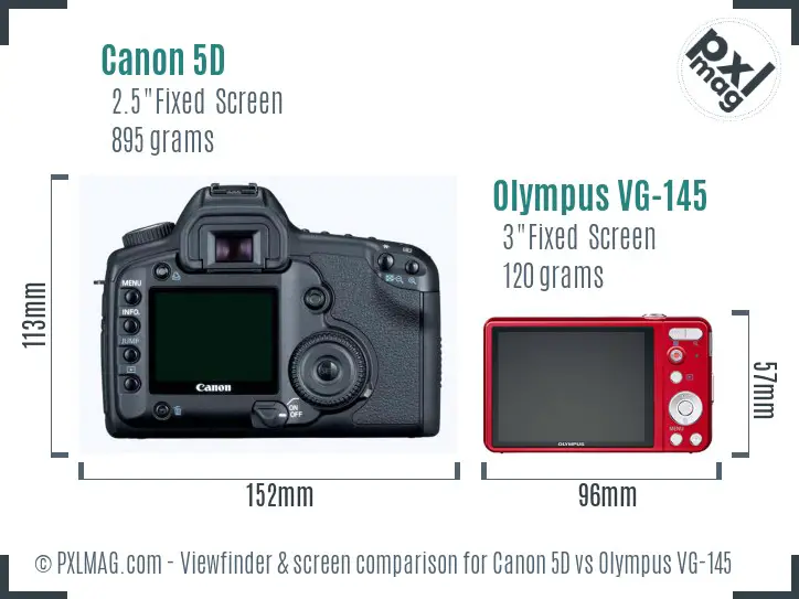Canon 5D vs Olympus VG-145 Screen and Viewfinder comparison