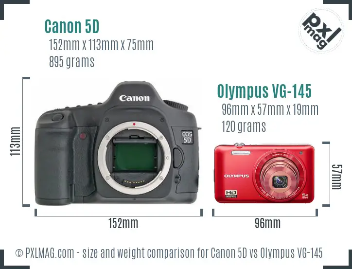 Canon 5D vs Olympus VG-145 size comparison
