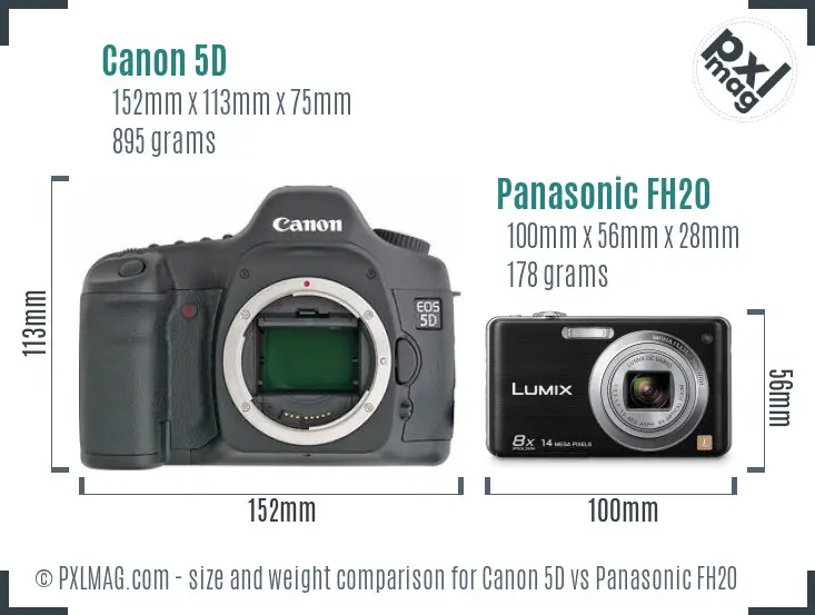 Canon 5D vs Panasonic FH20 size comparison