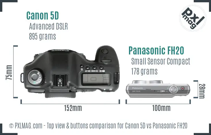 Canon 5D vs Panasonic FH20 top view buttons comparison