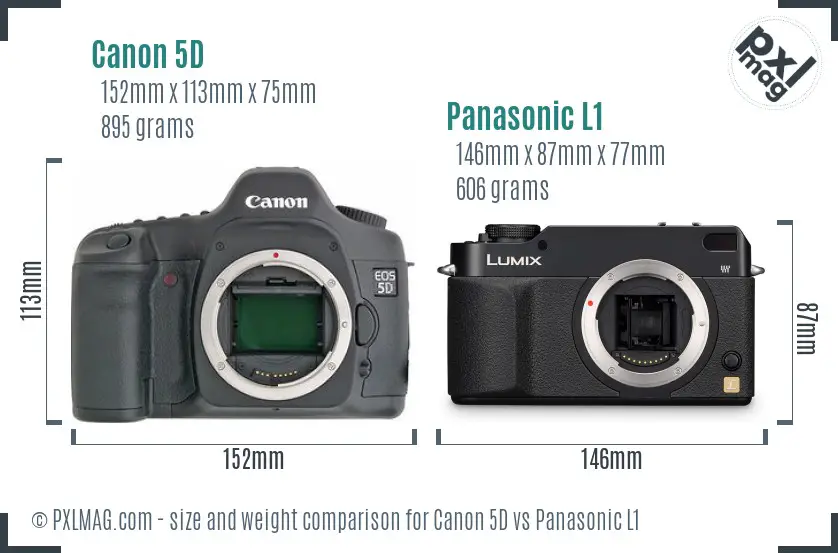 Canon 5D vs Panasonic L1 size comparison