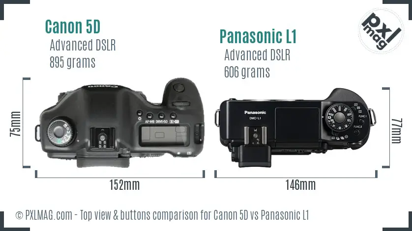 Canon 5D vs Panasonic L1 top view buttons comparison