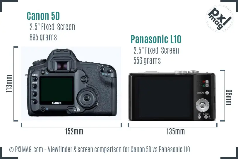 Canon 5D vs Panasonic L10 Screen and Viewfinder comparison