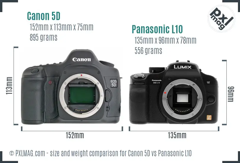 Canon 5D vs Panasonic L10 size comparison