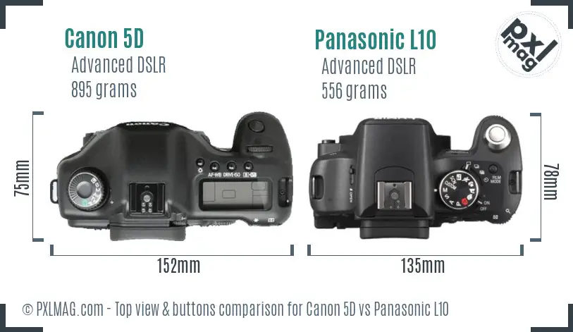 Canon 5D vs Panasonic L10 top view buttons comparison
