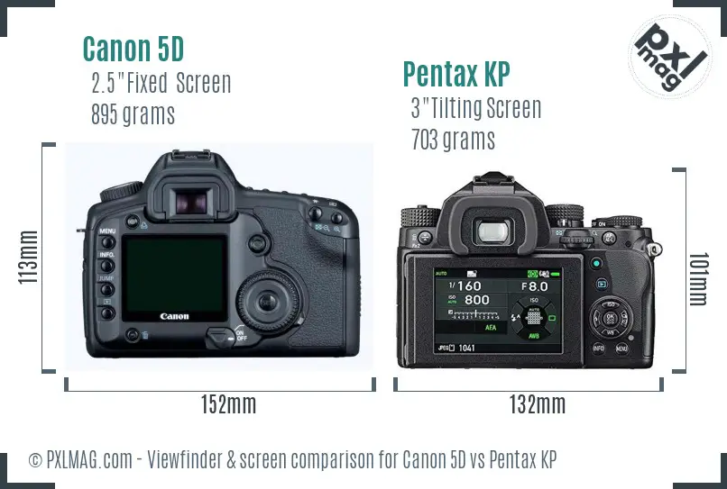 Canon 5D vs Pentax KP Screen and Viewfinder comparison Canon 5D vs Pentax KP Screen and Viewfinder comparison