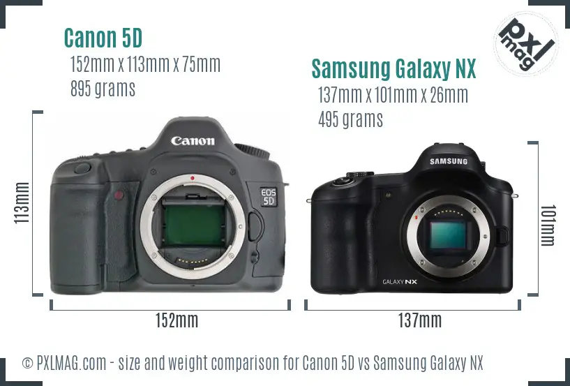 Canon 5D vs Samsung Galaxy NX size comparison