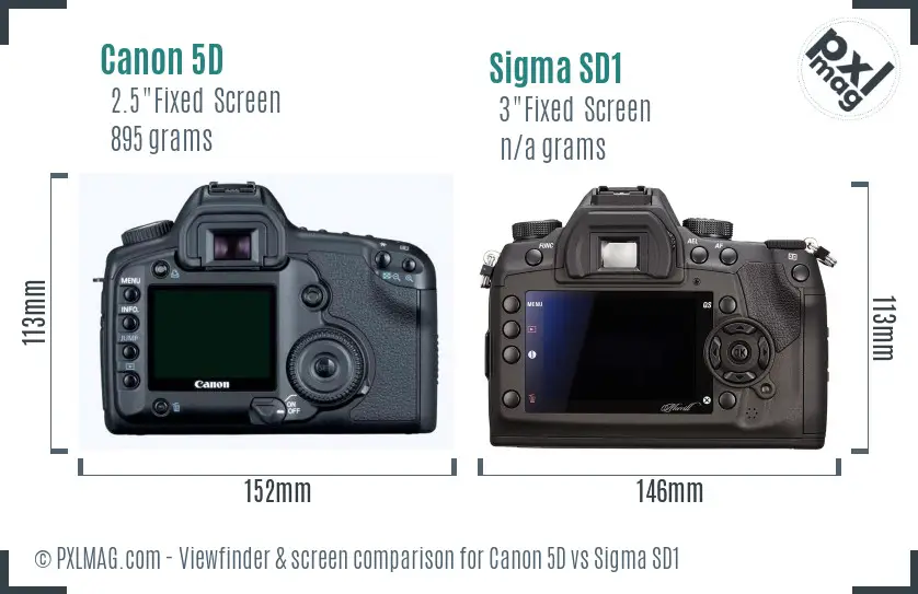 Canon 5D vs Sigma SD1 Screen and Viewfinder comparison