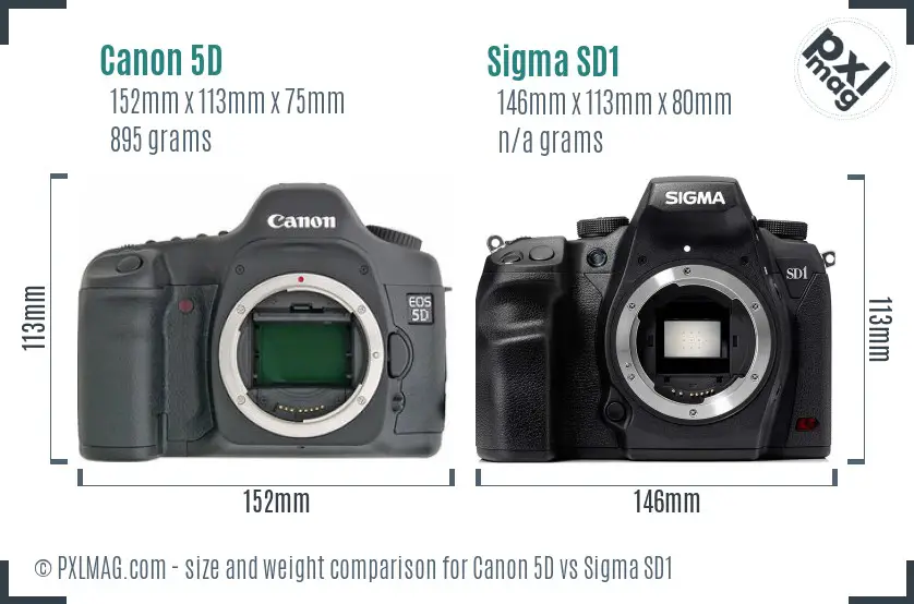 Canon 5D vs Sigma SD1 size comparison