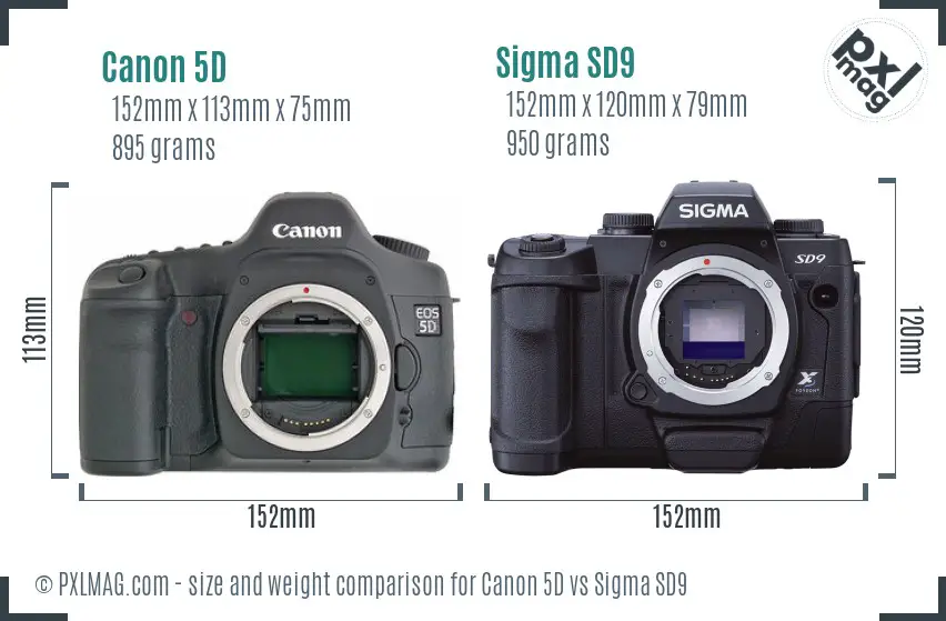 Canon 5D vs Sigma SD9 size comparison