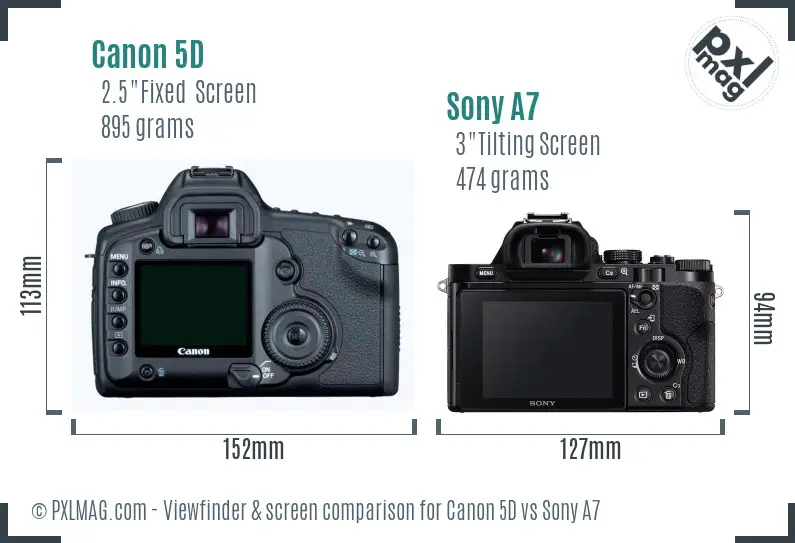 Canon 5D vs Sony A7 Screen and Viewfinder comparison