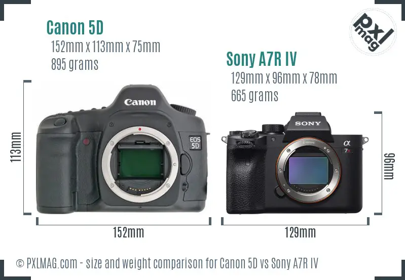 Canon 5D vs Sony A7R IV size comparison