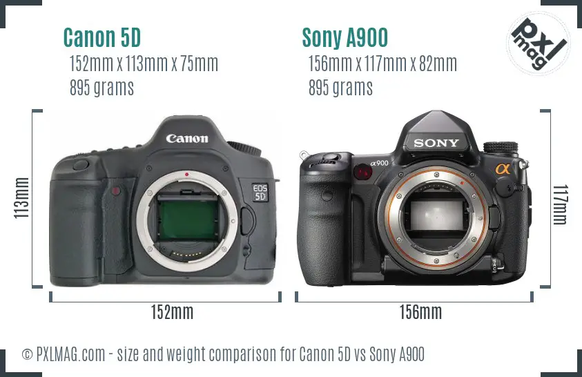 Canon 5D vs Sony A900 size comparison