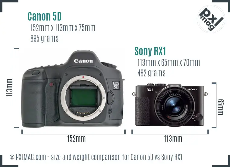 Canon 5D vs Sony RX1 size comparison