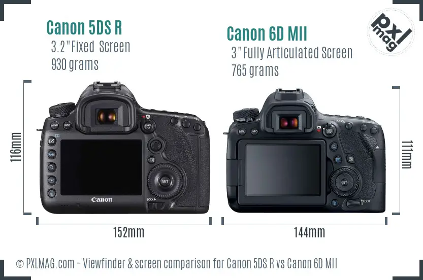 Canon 5DS R vs Canon 6D MII Screen and Viewfinder comparison