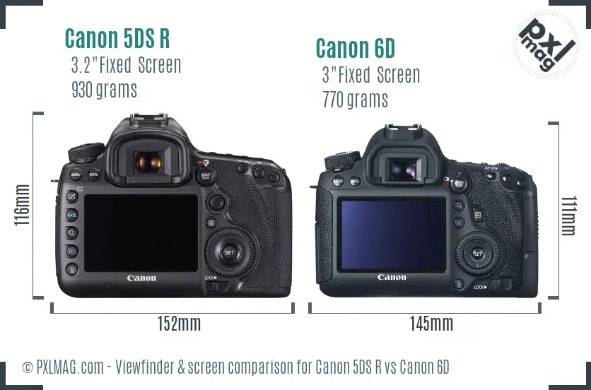 Canon 5DS R vs Canon 6D Screen and Viewfinder comparison Canon 5DS R vs Canon 6D Screen and Viewfinder comparison