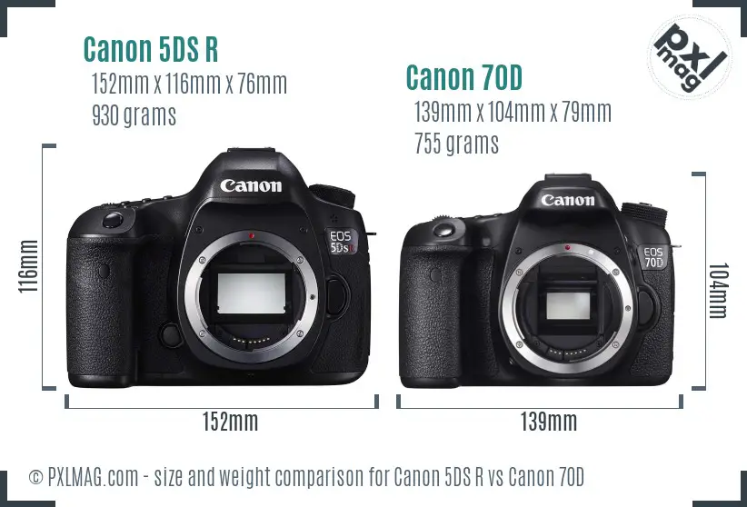 Canon 5DS R vs Canon 70D size comparison