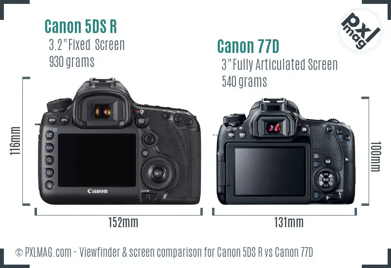 Canon 5DS R vs Canon 77D Screen and Viewfinder comparison