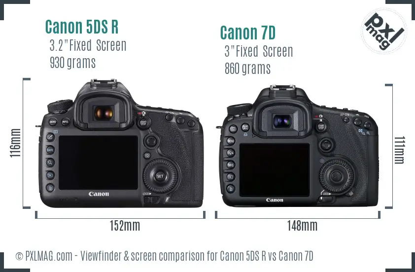 Canon 5DS R vs Canon 7D Screen and Viewfinder comparison